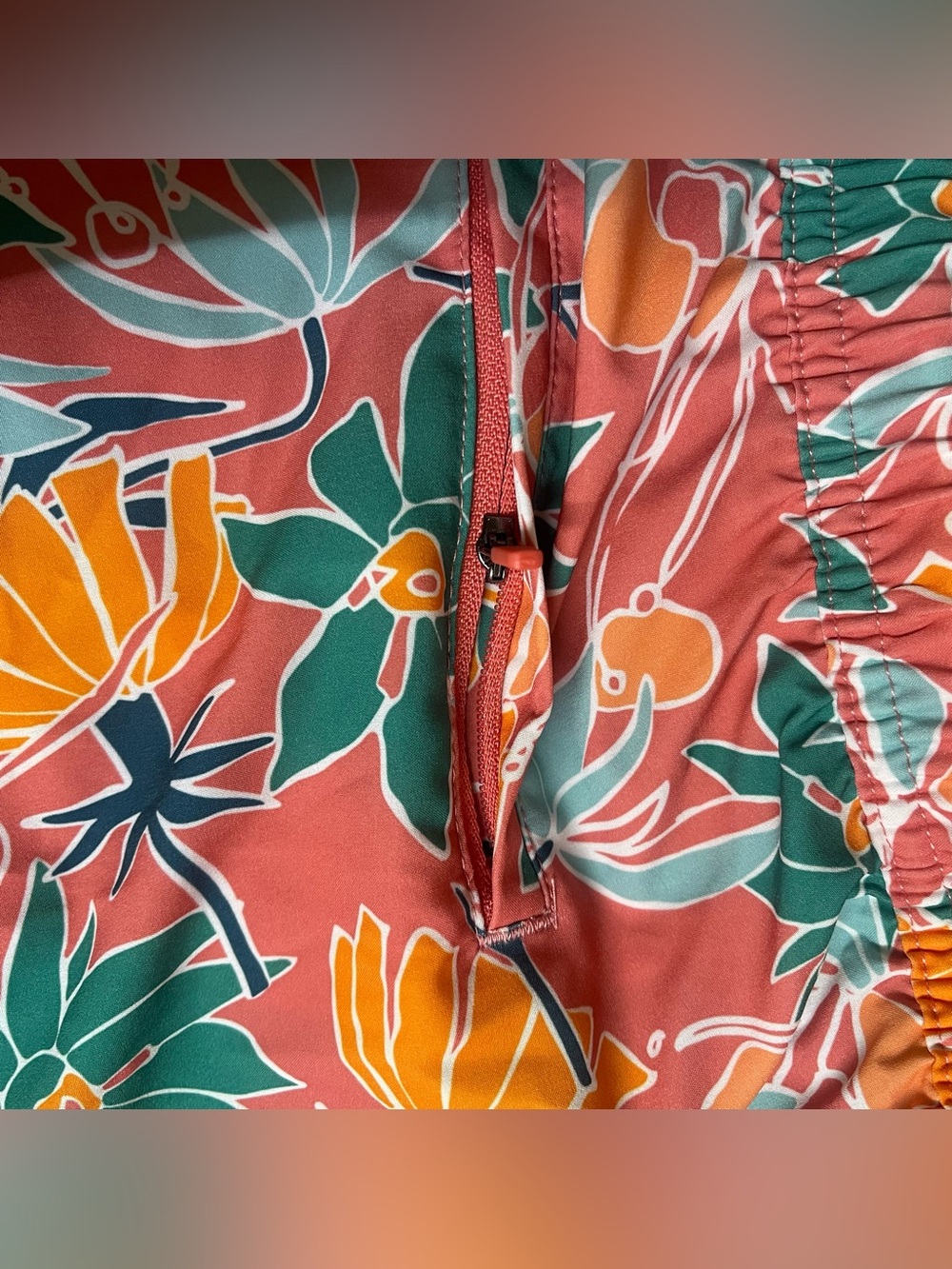 Goodfellow & Co Floral Drawstring Bermuda Shorts — Coral Green Orange - Picture 7 of 13